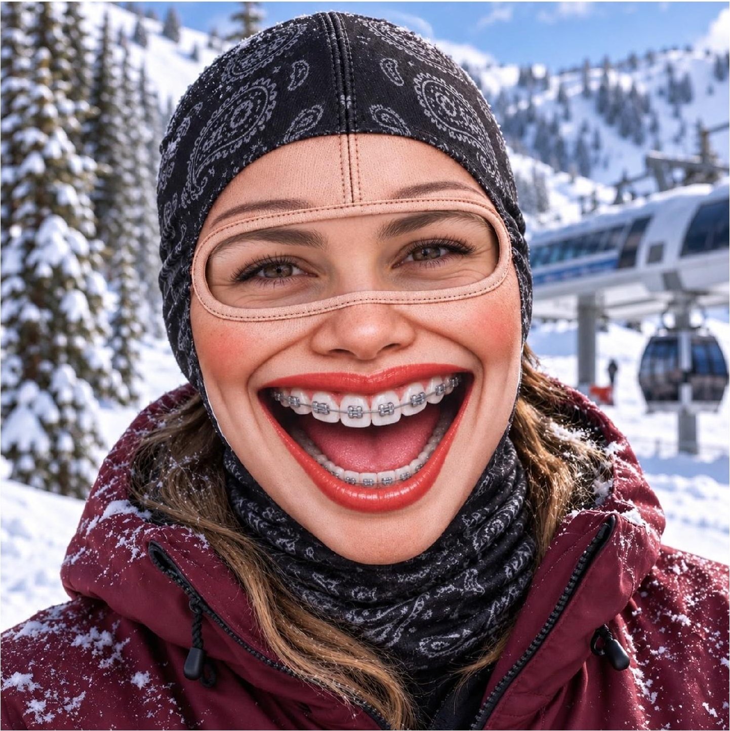 Nyhet Ansikte på gammal man Skidmask, Rolig Realistisk 3D Heltryckt Helansikts Vinter Vattentät Mössa, Solglasögon Ingår Ej One Size