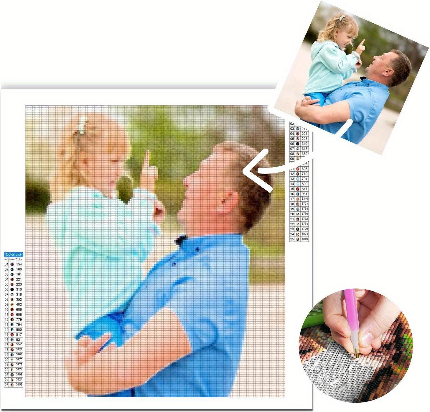 Personlig Foto Diamantkonst för Vuxna Anpassad 5D Diamantmålning DIY-Gåvor för Familjen Hem Väggdekor 20x30 beige