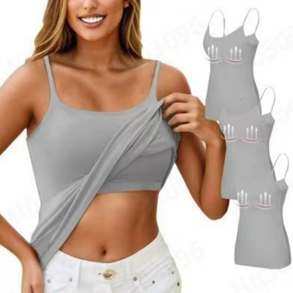 Dam Modal Linne med Inbyggd BH Longline Ärmlöst Tanktop S grå