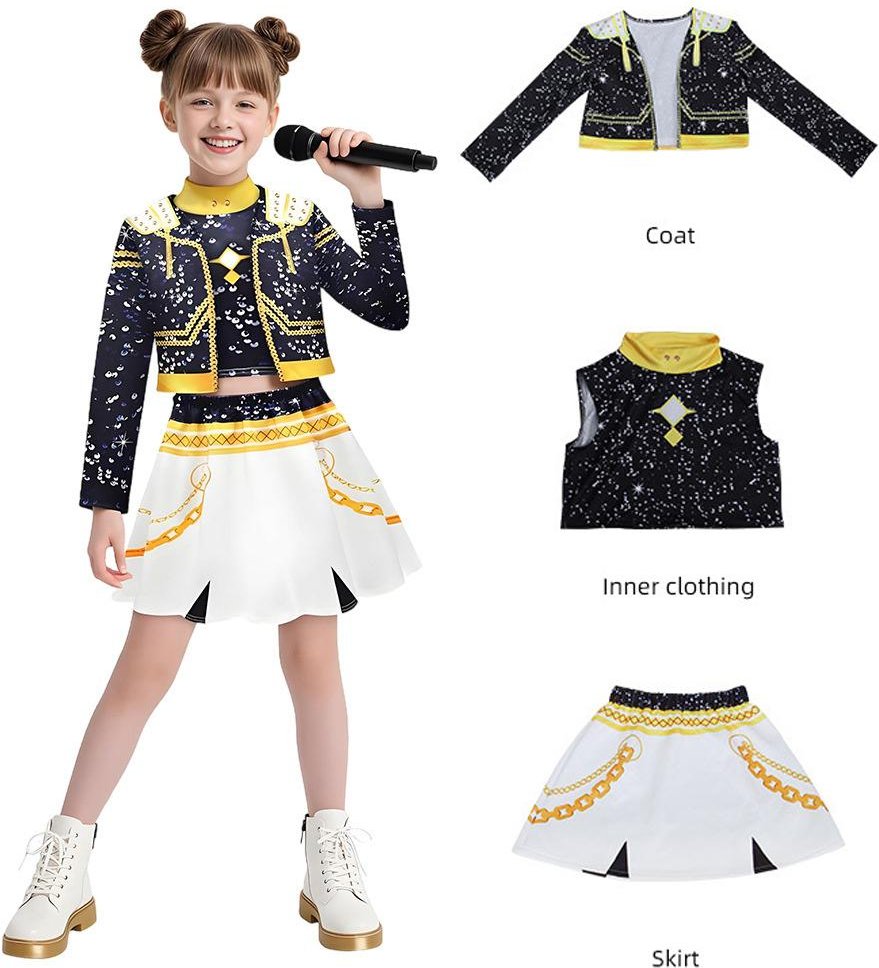 Huntrix KPDH KDPop Rumi Zoey Mira Cosplay Kostym Barn Flickor Halloween Scen 3D-tryckt Mönster Rollspelskläder 130cm