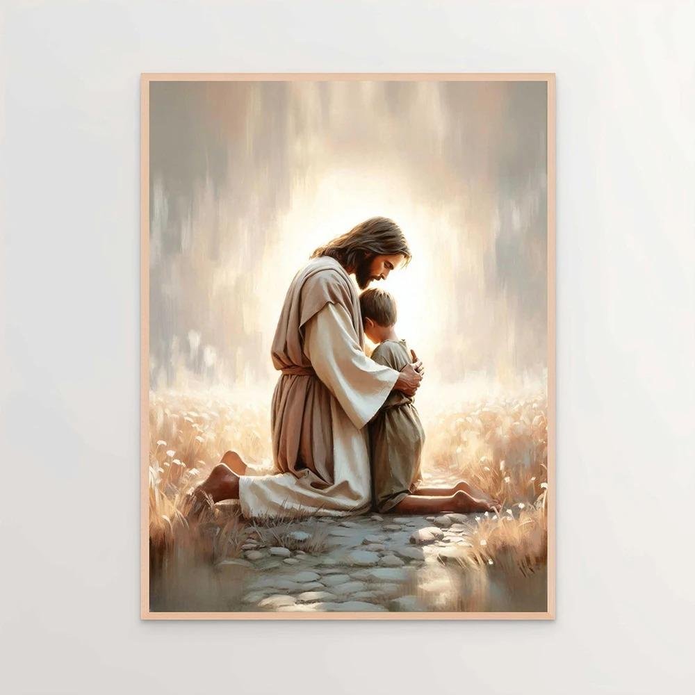 Jesus Kristus Canvas Postres Kristus Jesus Porträtt Väggkonst Tryck Affisch Jag Ska Gå Med Kristus Bibelvers Present Affisch 50x70cm