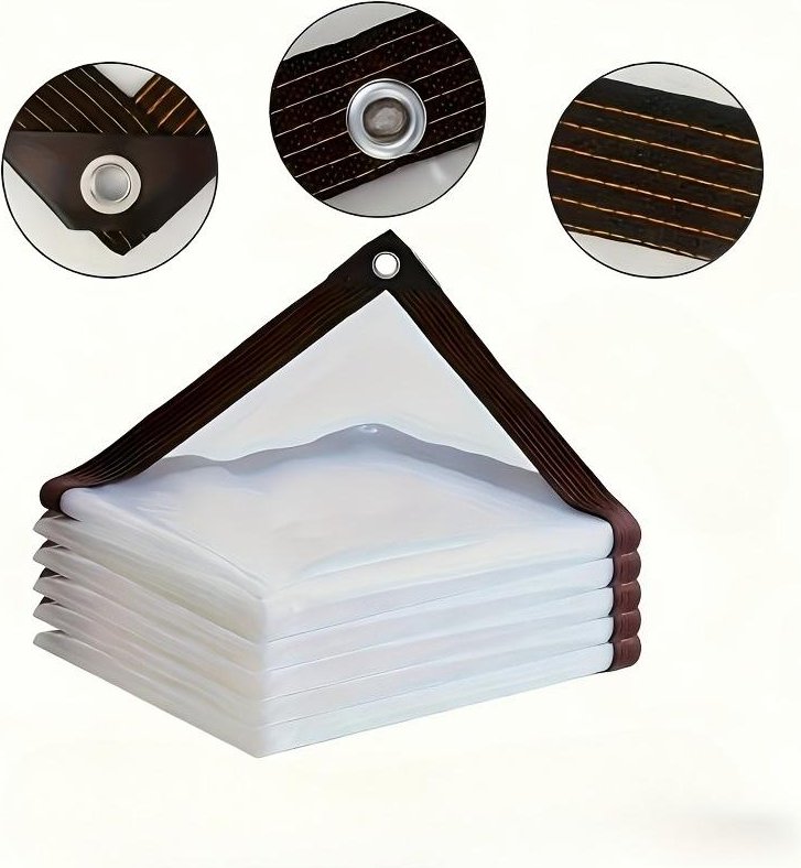 Transparent PVC-presenning med hål, Lämplig för Trädgård, Balkong, Terrass, Växthus, Gård, Kycklinghus, Veranda och Camping 2*3m vit