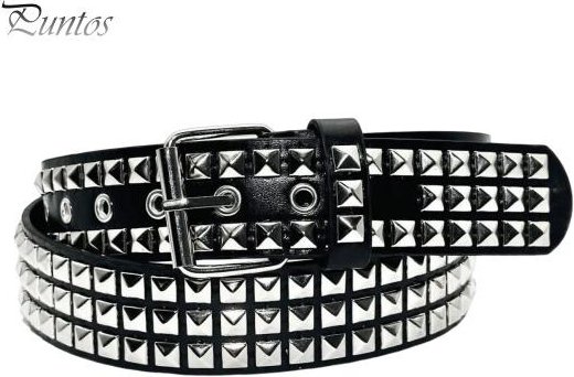 Punkrock Nitsbälte Studsat Bälte Öljetter Trådar Bälte Fyrkantiga Nitar Pyramid Metallinlägg Justerbara Remmar Imitationsläderbälte 110cm A black