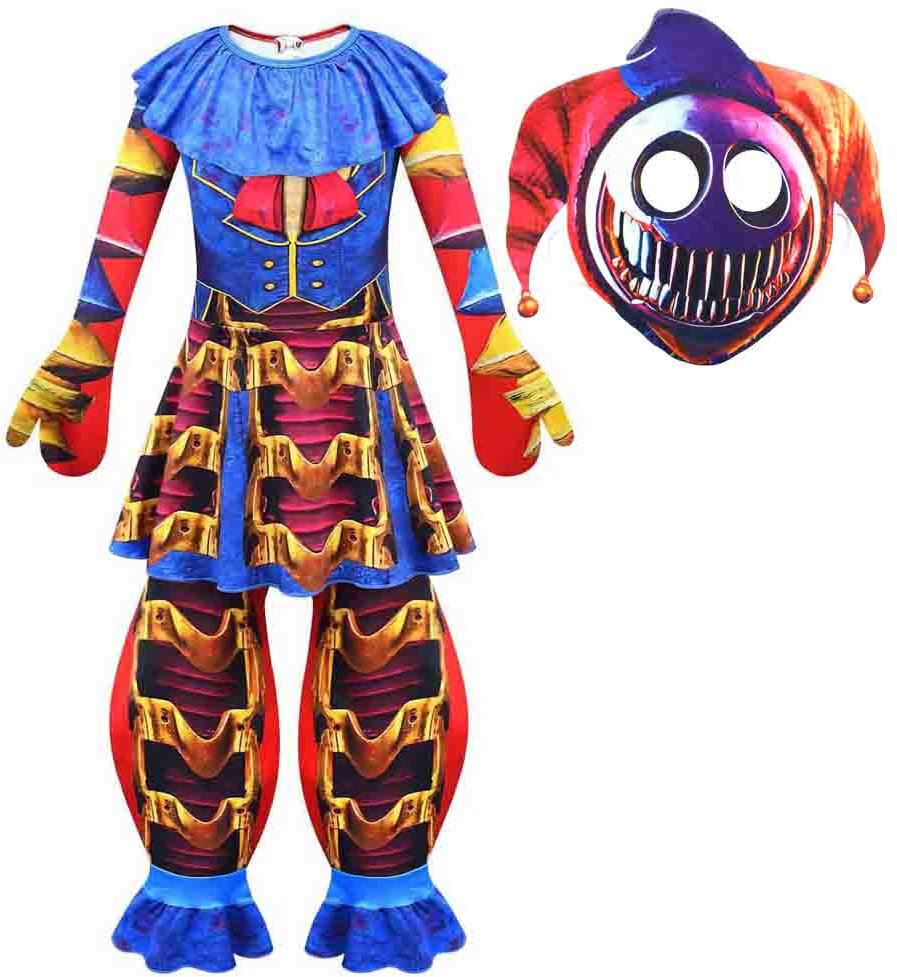 Skräckinjagande Prototyp Narren Klovnen Cosplay Jumpsuit Barn Halloween Fnaf Monster Kostym Barn Onesie Overall Fest Uppträdande Outfit 150cm blue