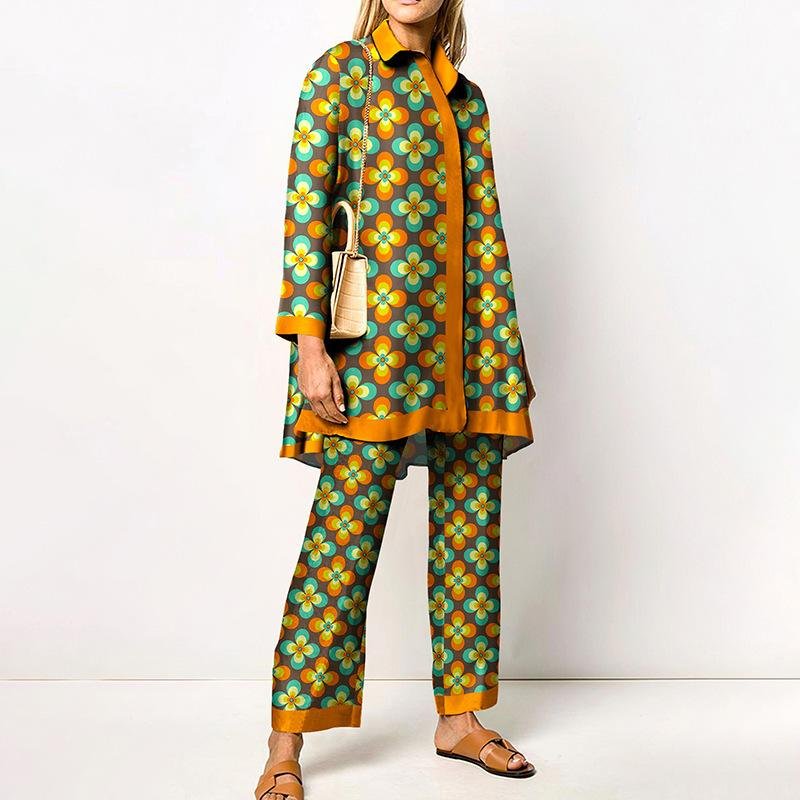 BITCED Dammode Långärmad POLO Hals Byxor Kostymer XXXL orange