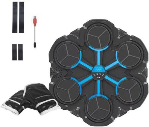 Musik Boxningsmaskin Väggmonterad Bluetooth-kompatibel Boxningsmål med LED Punchräknare Lägen Justerbar Elektronisk 6Grid gray