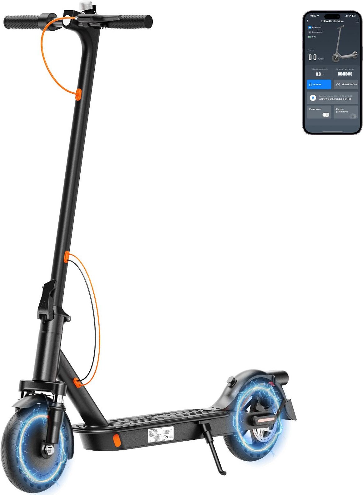 TODIMART T3 Elsparkcykel för Vuxna 350W 25KM/H 35KM Batteri 36V 7.8Ah Stöldskydd Vikbar Bikakshjul 120KG T6-Shock absorber-36V 350W svart