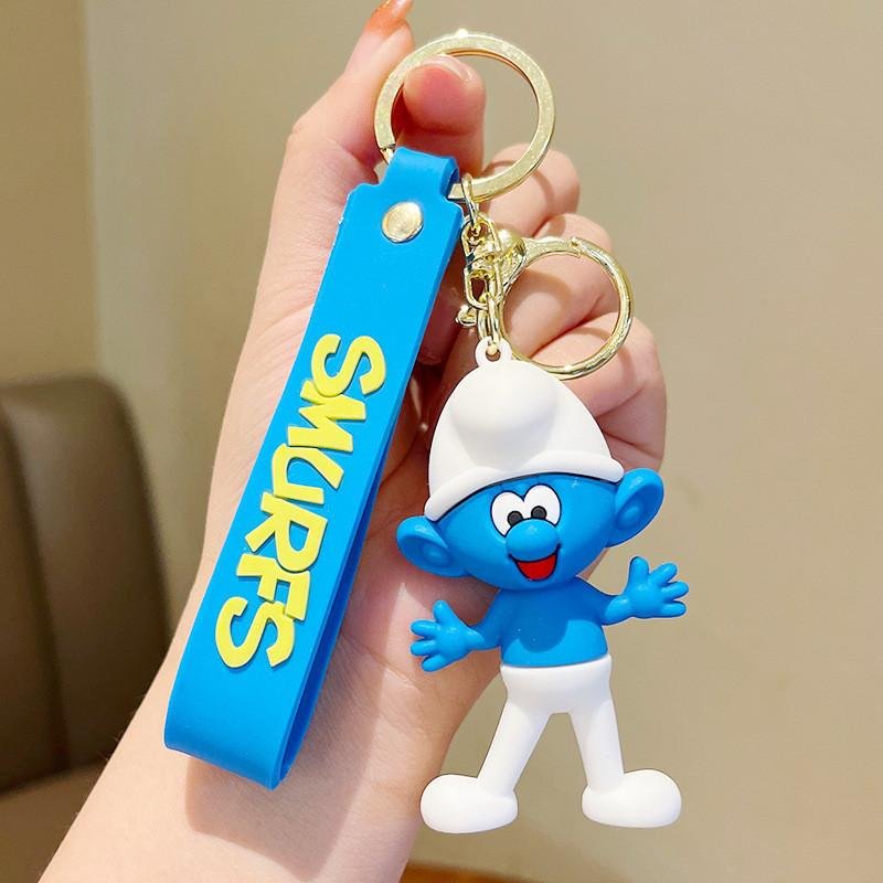 Smurfarna Pappa Smurf Jokersmurf Smurfan Silikon Nyckelring Ljus Stark Färgglad Tecknad Hänge Jokey Smurf blue