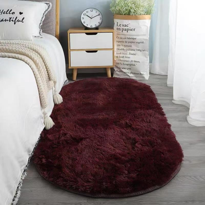 Oval fluffig matta Shaggy matta Sängmatta Söt färgglad vardagsrumsmatta Långt hår matta Heminredning 140x200cm
