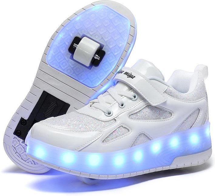 TUINANLE Barn Pojkar Flickor Blinkande Rullskridskoskor Barn LED Light Up Skor Självlysande hjul 38 gray