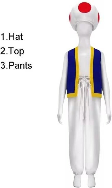Kinopio Toad Cosplay Hatt Vuxenkostym Spel Bros 2 Rollspel Fantasi Dräkter Väst Byxor Halloween Karneval Fest S white