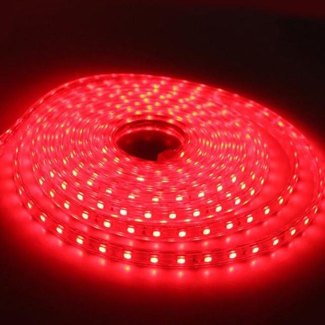 Vattentät SMD 5050 AC220V LED Strip Flexibelt ljus 60leds/m LED Tape LED-lampor Belysning Vardagsrumsdekorlampa 20M röd