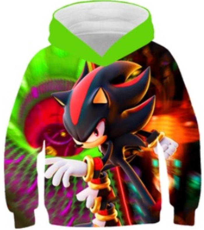 Höst 3D Sonic the Hedgehog Tryckta Huvtröjor Trendiga Casual Sport Långärmade Barn Pojke Huvtröjor 140