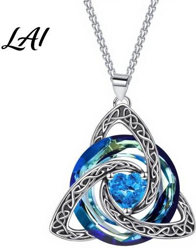Födelsestenssmycken för Kvinnor Keltiskt Knut Halsband Kvinnor Kubisk Zirkonia Hänge Halsband Unika Stilar Irländska Smycken Gåva Hennes Fru Flickvän Mamma December gray