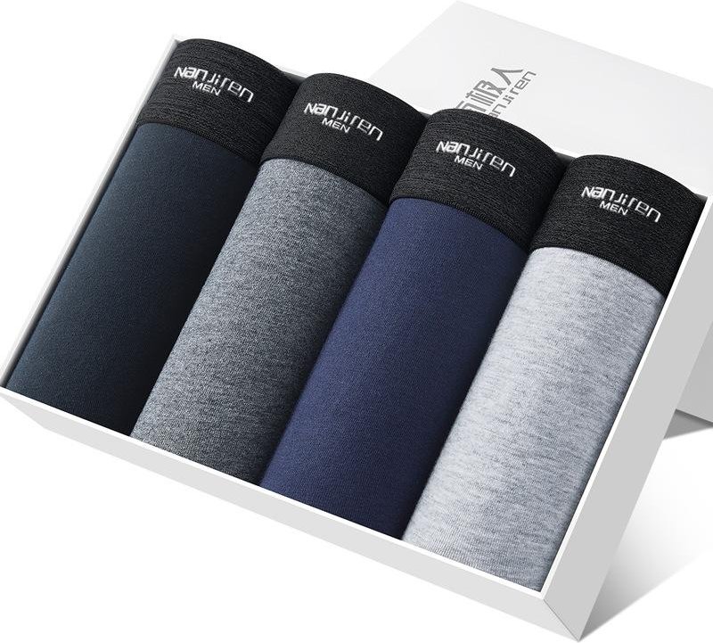 4 par Herrunderkläder Bomull Stor storlek Boxershorts Herr Kalsonger Trosor L-6XL 3XL gray