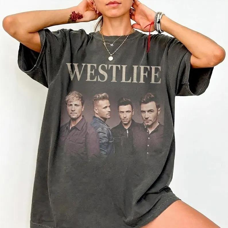 2026 Comfort Colors Westlife 25-årsjubileumsturné T-shirt Rolig Westlife Pojkband Konsert Fan Merchandise Y2k Ins 3XL gray