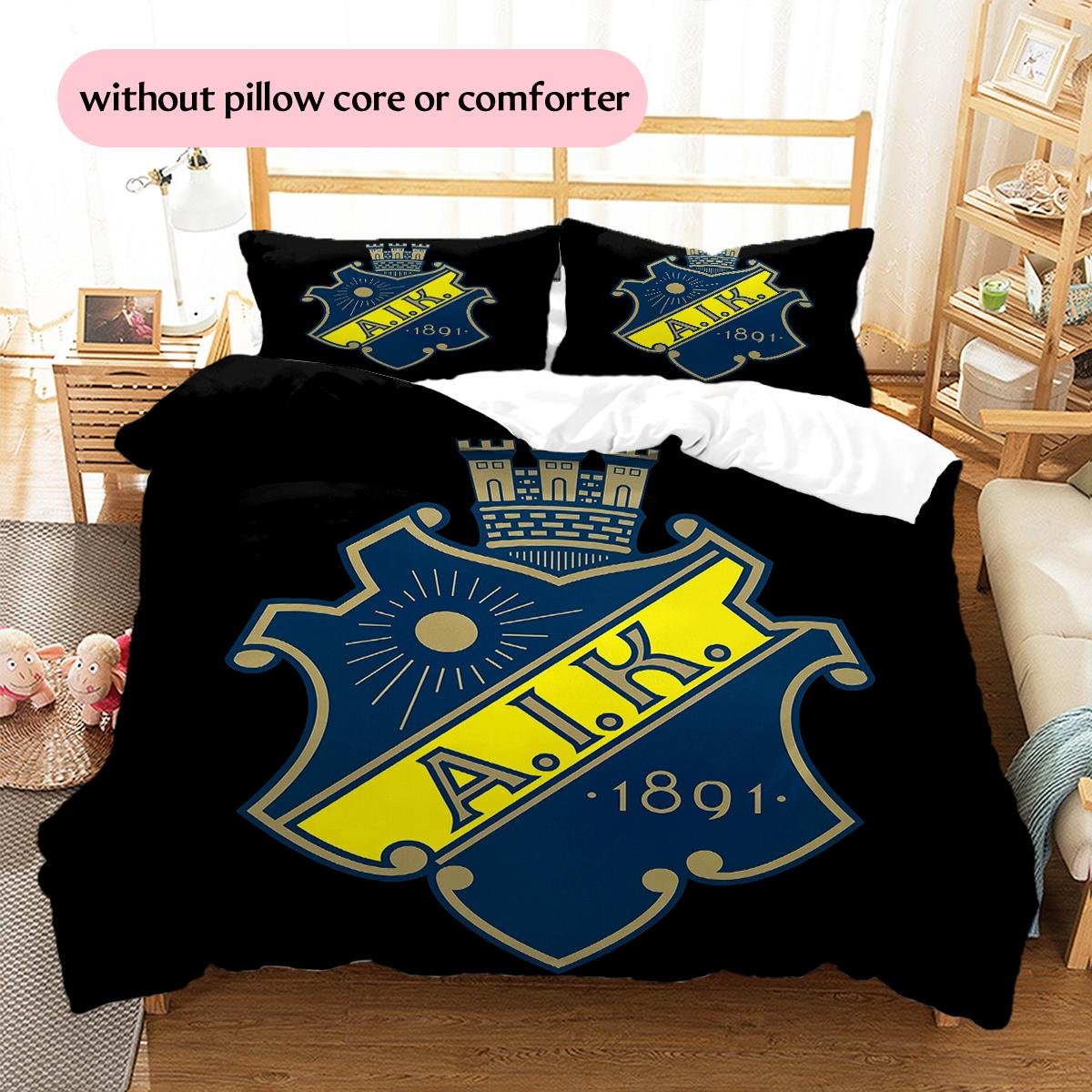 FC AIK Mönster Sängkläder Heminredning Födelsedagspresent (1 * påslakan + 2 * örngott, utan kärna) 155x200cm