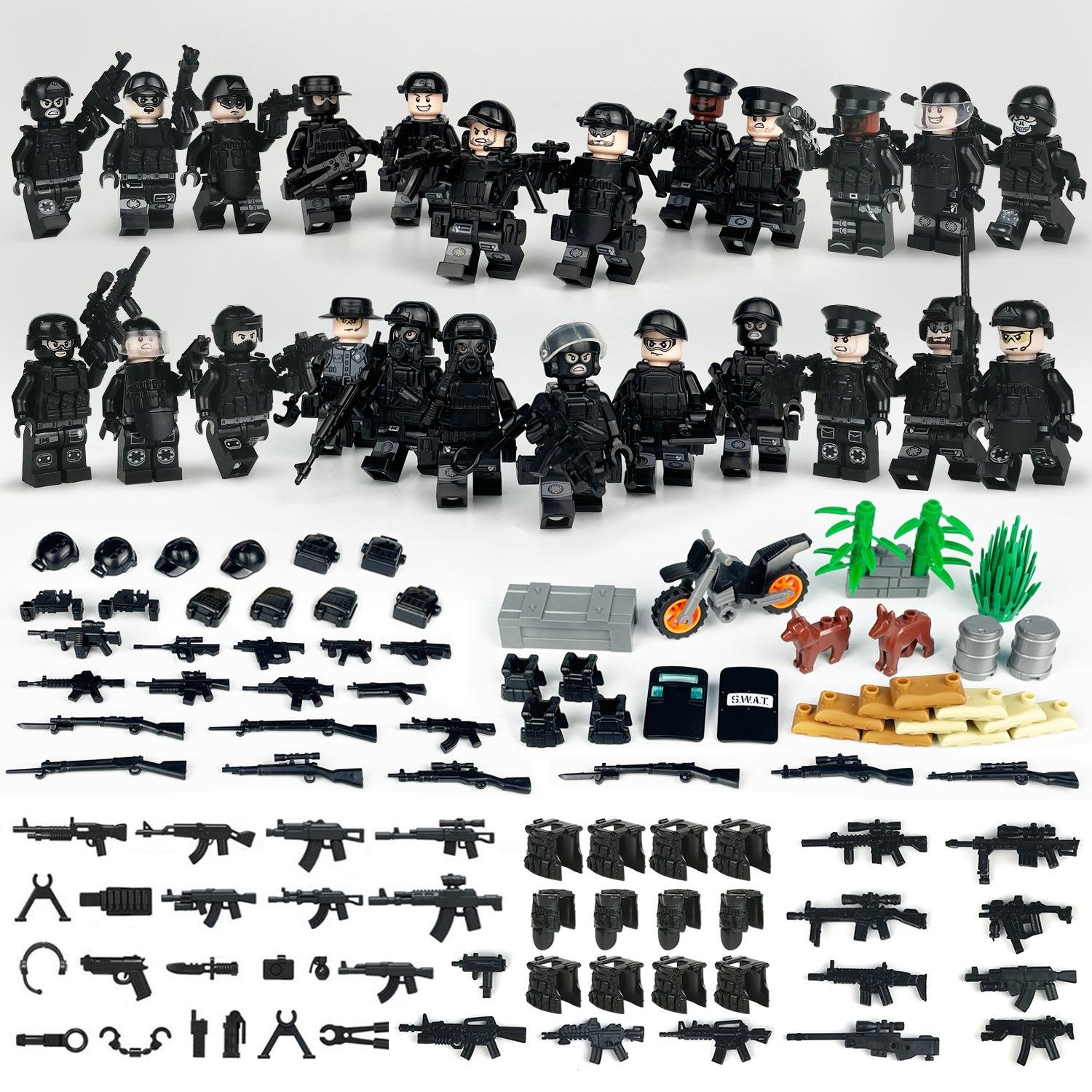 24st Moc Specialstyrkans Taktik Attack Polis Cod Swat Figur Med Vapen Byggklossar Konstruktionsleksak