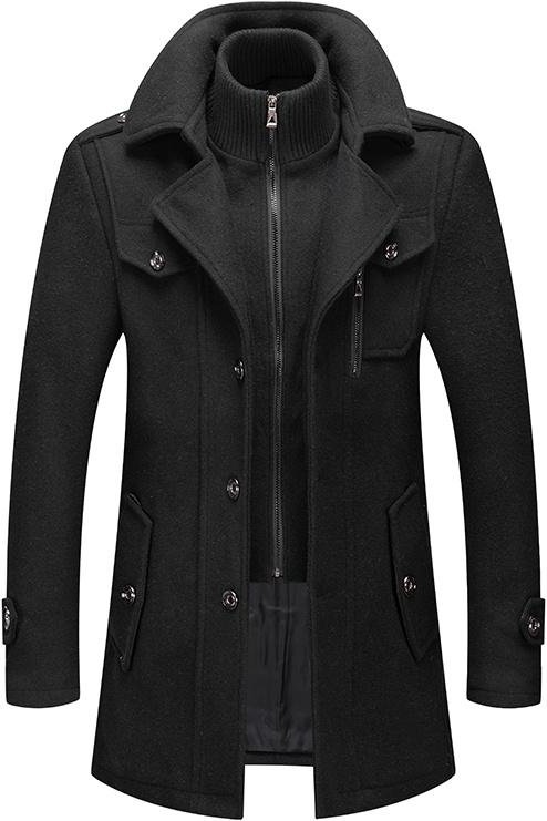 Trenchcoat för män Yllerock för män Jackor för män Modejacka och kappa herrrock Dubbelkragerock Kyltålig jacka S svart