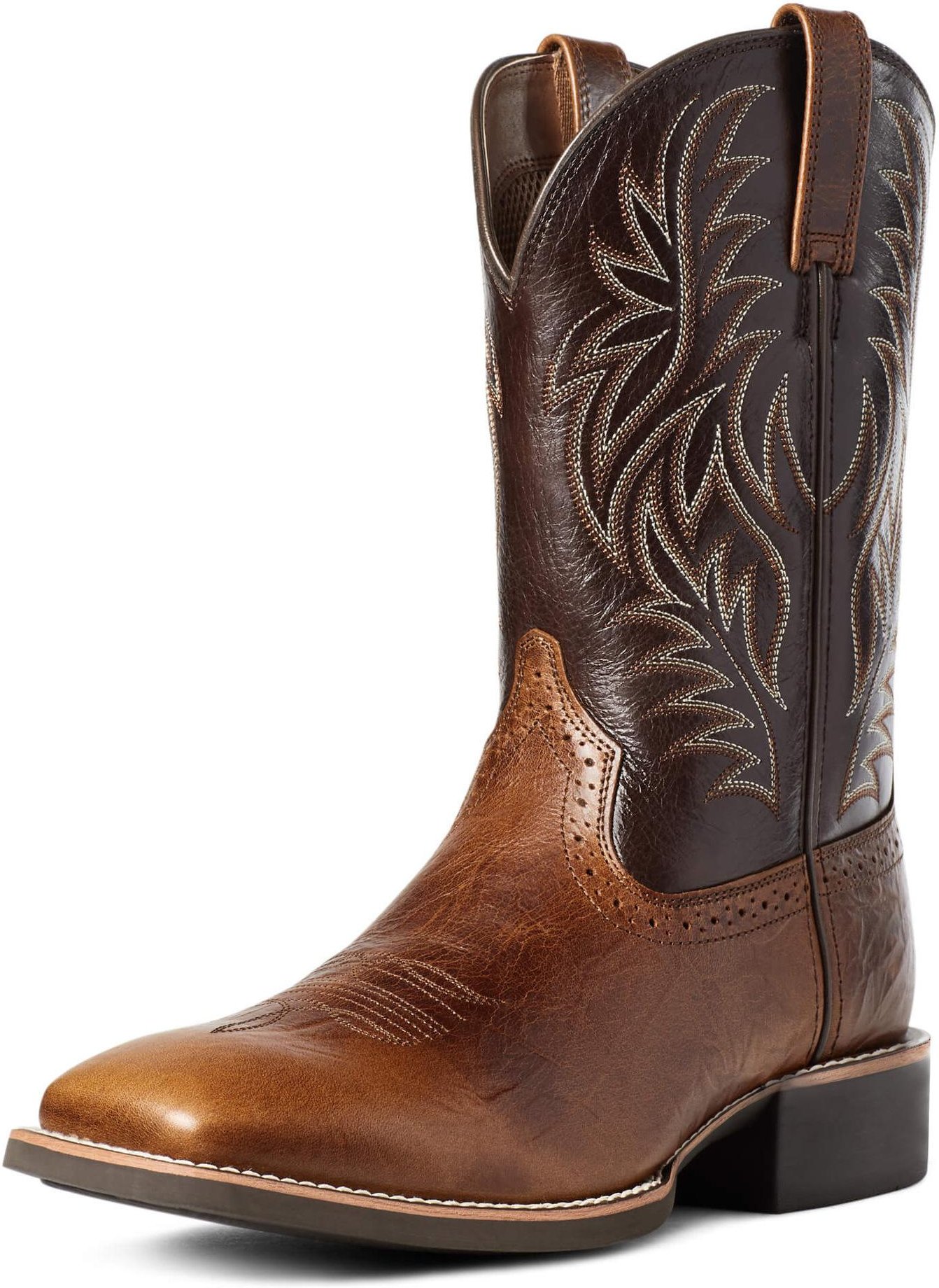 Mode Herr Western Cowboy Stövlar Mode Broderistövlar Fyrkantig Tå Mellanvad Herrskor Nya Slip-on Herr Ridstövlar Zapatos Hombre 48 brun