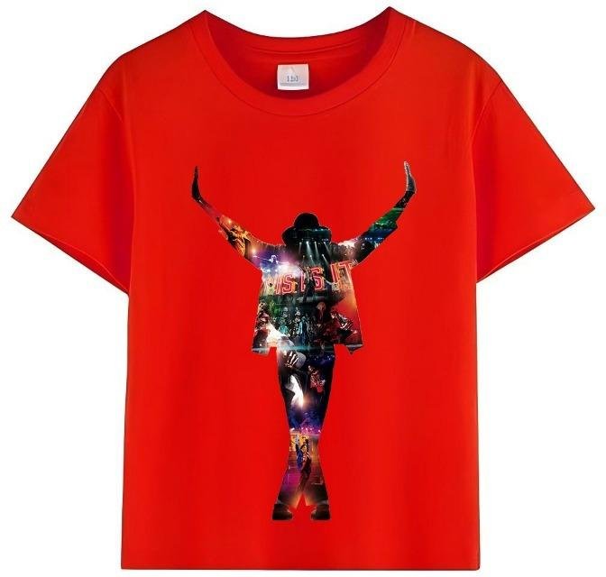 Barn Michael Jackson Rock N Roll T-shirt Barnmode Rundhalsad Topp Sommar Vardagskläder för Små Pojkar Och Flickor 130 red