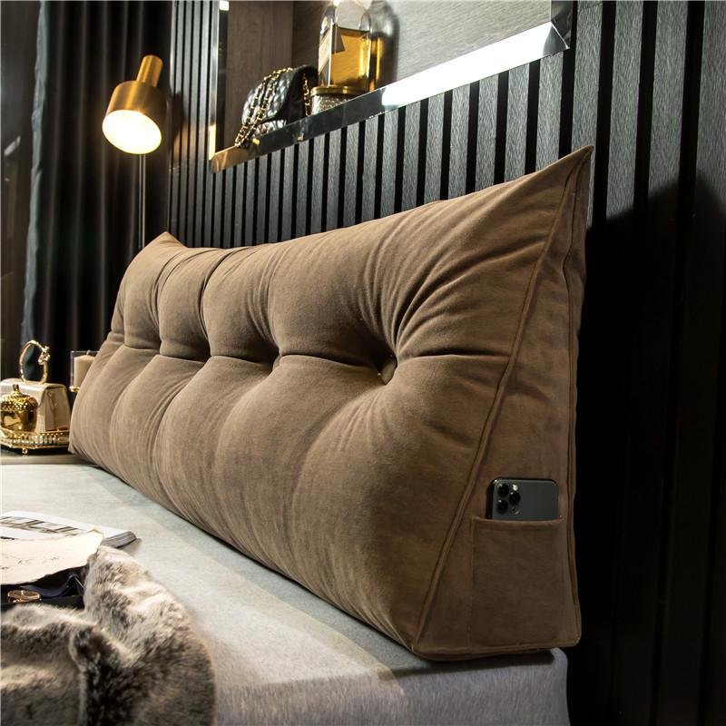 Sänggavel Kudde Triangelkudde Ryggstöd Smärtlindrande soffa Midjekudde Kil Sovkudde för dekorativa kuddar för sängen 120 * 50 * 20cm brun