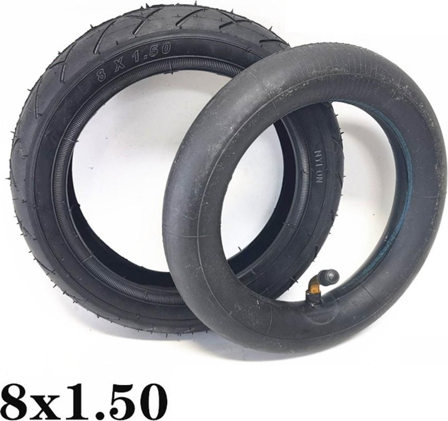 8 tums 8x1,50 Cykelslang och Däckset för Trehjuling och Barnvagn Set gray