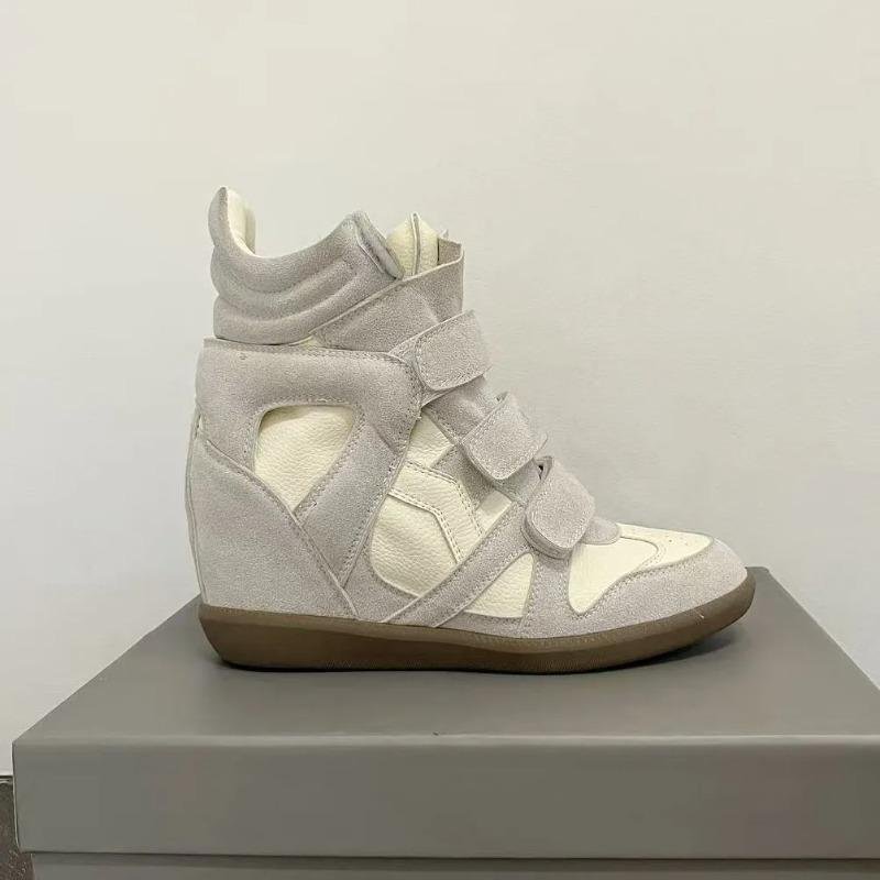 Ankelstövlar för kvinnor Dold klack Plattformssneakers för kvinnor Modernt färgblocksmönster Damskor 38 beige