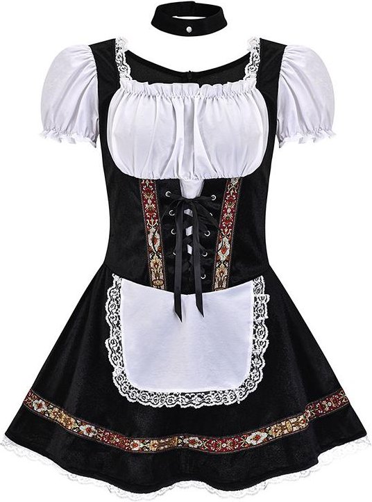 Kvinnor Oktoberfest Kostym tyska bayerska Dirndl Öl Maid Fancy Dress S-4XL 3XL white