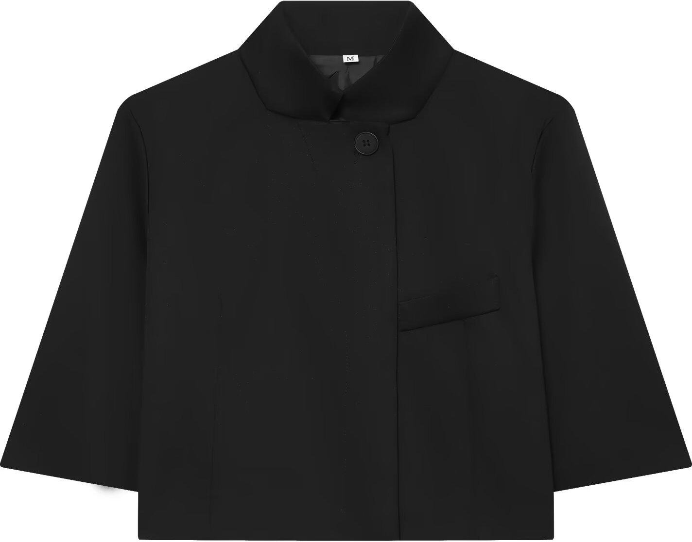Damskuren Kort Kavaj Ny 2026 Vår Sommar Hög Hals Kort Ärm Knappar Enkel Enfärgad Damkappa Dam Chic Toppar M