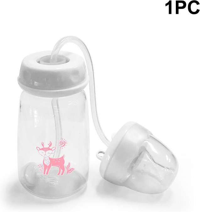 Handsfree 150 ml Bredhalsad Babyflaska, Mjölklagringsflaska, Napp, Multifunktionell Anti-Fall Tyngdkraftskula Matningsflaska rosa