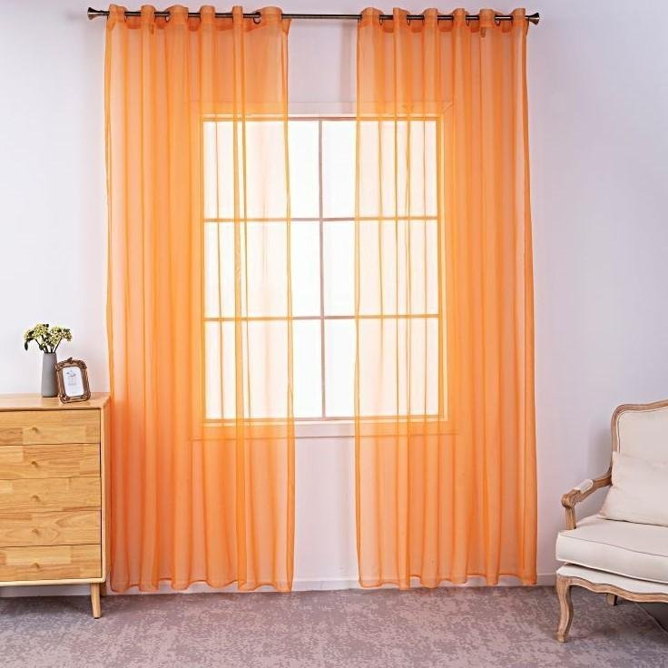Skuggande Enfärgade Skira Gardiner för Vardagsrumsdekoration Fönstergardiner för Kök Moderna Tyll Voile Organza Gardiner 100x270cm orange
