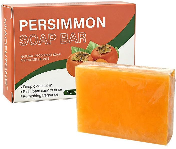 1 st Persimon Deodoriserande Handgjord Tvål Ansikts Kroppsrengöring Oljekontroll Fuktgivande Hudföryngring orange