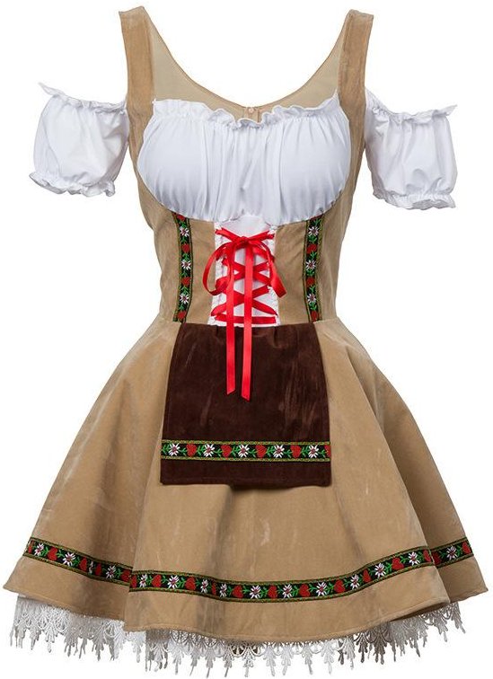 Kvinnor Oktoberfest Kostym tyska bayerska Dirndl Öl Maid Fancy Dress S-4XL XL black