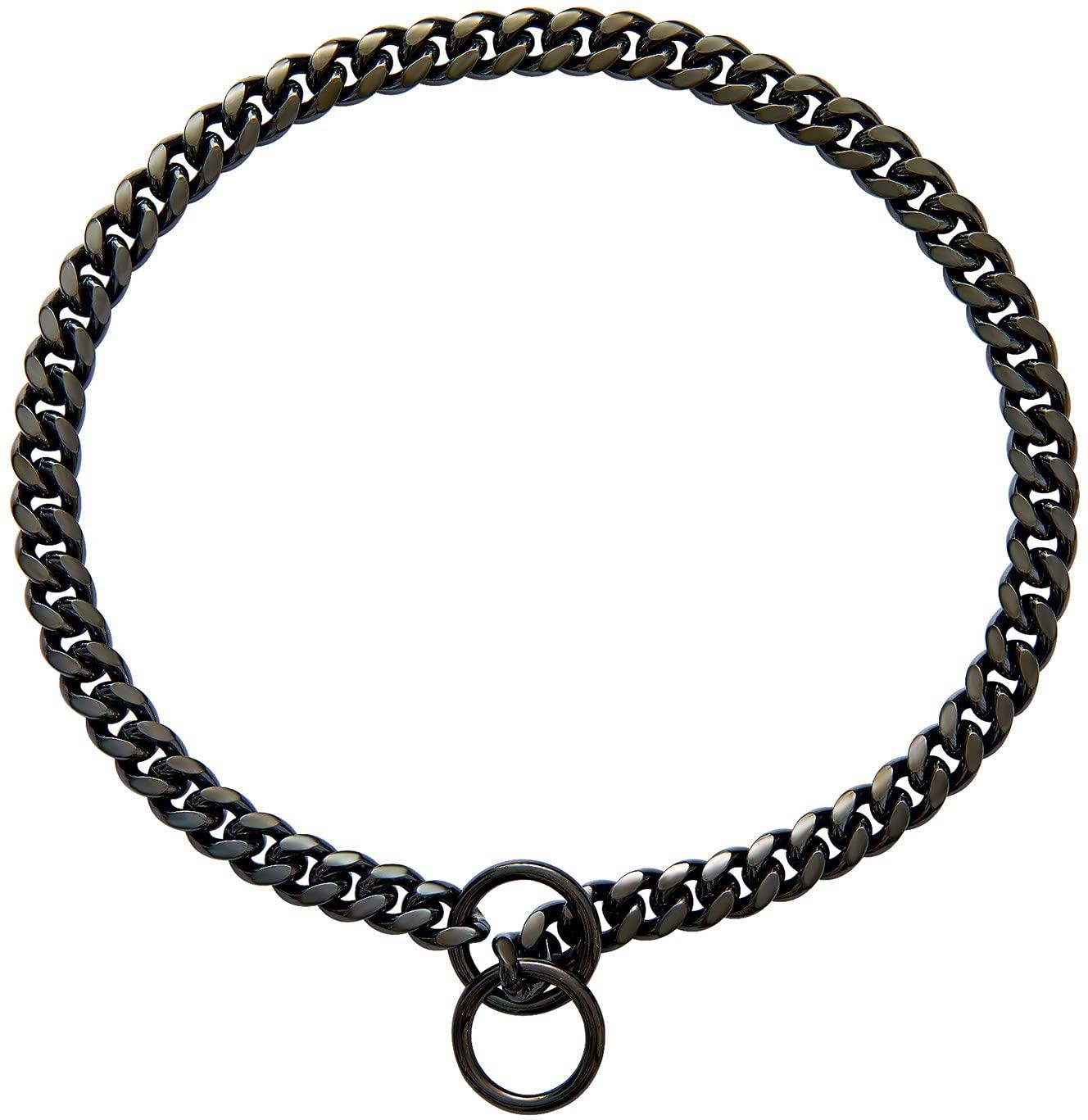 Metall Träning Hund Stryphalsband för Stora Hundar Pitbull Bulldog Slitstarkt Rostfritt Stål Hund Slip P Kina Halsband 12inch-30cm svart