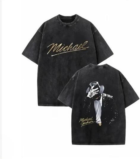 Michael Jackson T-shirts TVÄTTAD Bomull Unisex T-shirts King Of Pop T-shirts Unisex T-shirt XXXL black