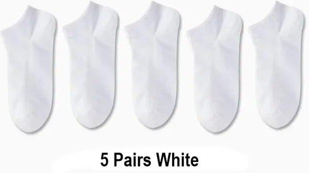 10 par Dam/Her Båtstrumpor Osynliga lågskurna silikon Halkfri Sommar No-show Ankelstrumpor Enfärgad Casual Andas 5 Pairs vit