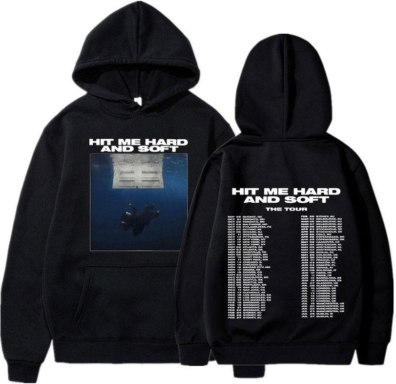 Hit Me Hard And Soft Tour Huvtröjor Höst Vinter Män Kvinnor Långärmade Sweatshirts Harajuku Bekväma Pullovrar M black