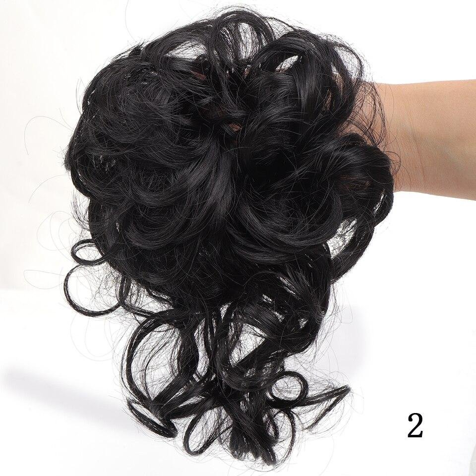 Rörig Chignon Donut Hårknut Scrunchies Elastiskt Hårband Gummisnodd Syntetisk Lockig Hårdel Svart Brun Löshår