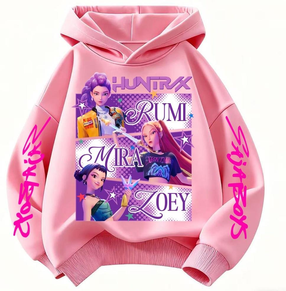 KPop Demon Hunters Huntrix Hoodie Barnkläder Prinsessa Flickkläder Mode Pojkkläder Vår Höst Tröja Barn Toppar 100