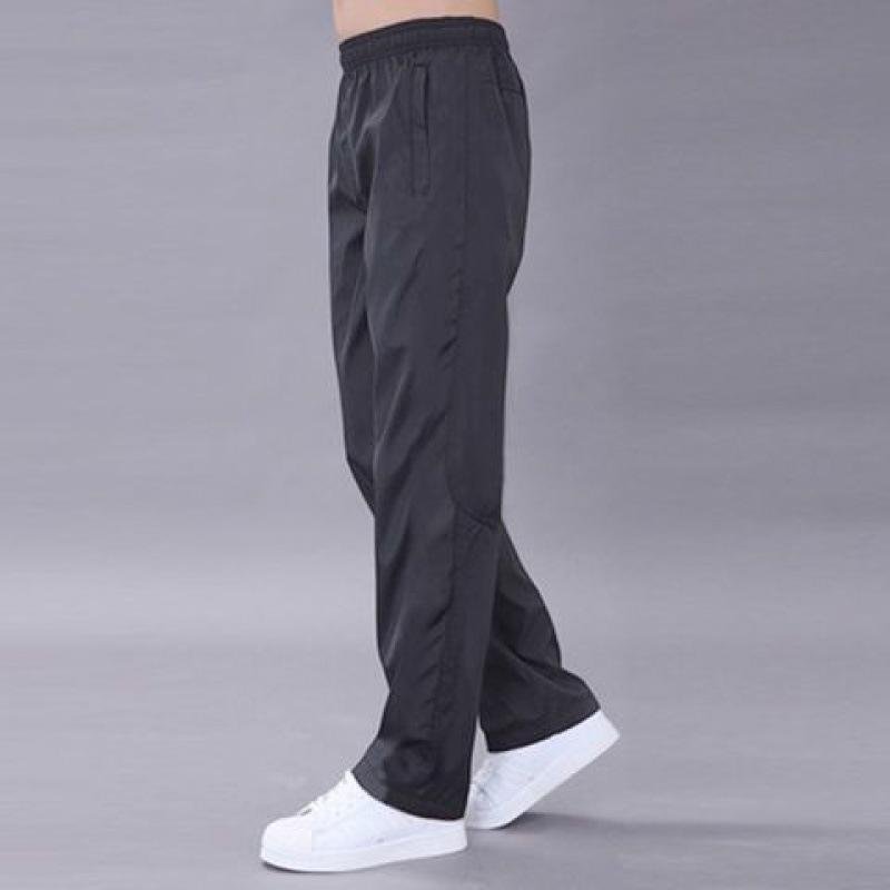 Herrbyxor Träningsbyxa Snabbtorkande Andningsbyxor Vårsportbyxa Elastisk midja Rak Bred joggingbyxa Löparträningsoverall Herr S mörkgrå färg