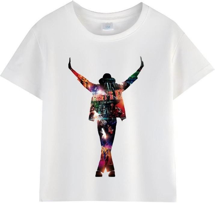 Barn Michael Jackson Rock N Roll T-shirt Barnmode Rundhalsad Topp Sommar Vardagskläder för Små Pojkar Och Flickor 150 white