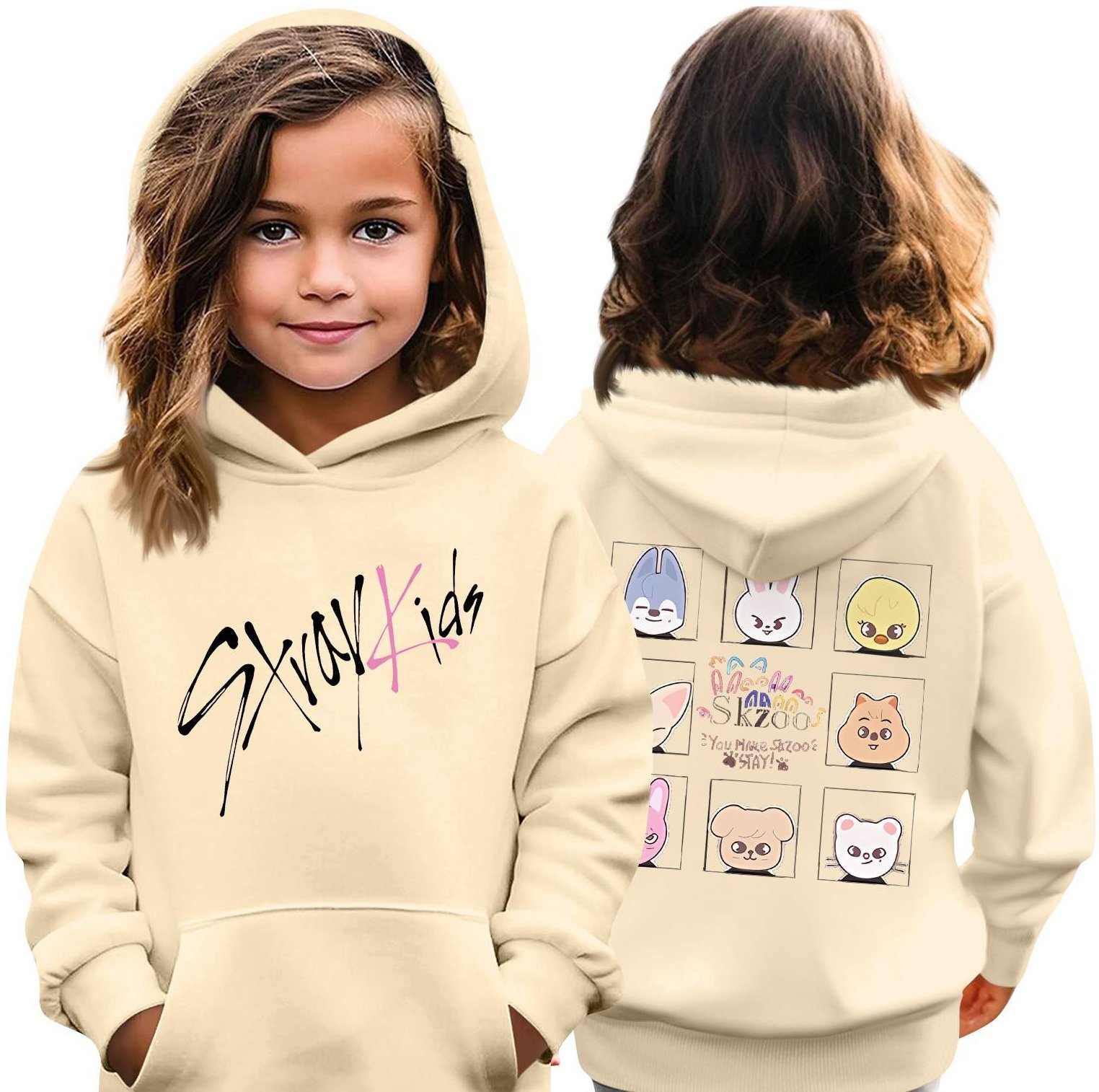 Barnmode Casual Topp Stray Kids Koreansk Combo Mönstrad Tröja 140