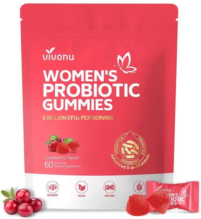 Tranbärsprobiotiska Gummy-björnar | Riktar sig mot Kroppslukt, Kvinnors Hälsa och Kroppsbalans | Vegansk (60 gelébjörnar per 1pack