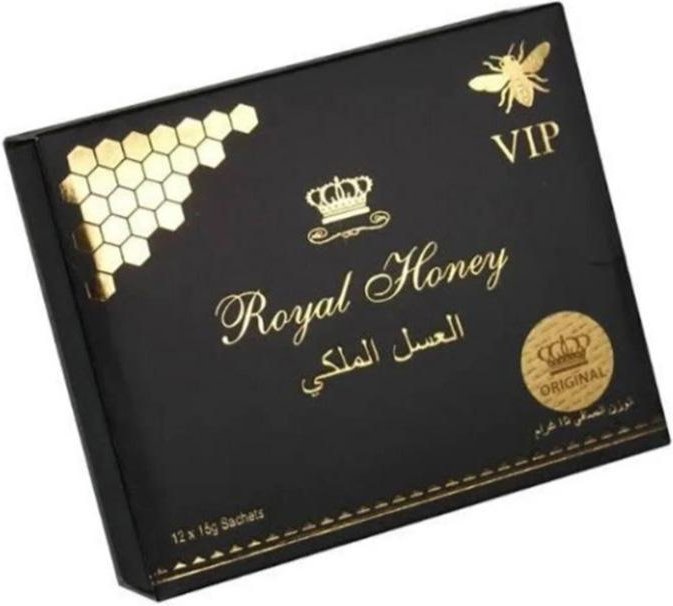 Royal VIP Honungspasta Svarta Påsar 12x15g – Naturlig Honungsblandning i Engångspinnar 1 Pcs svart