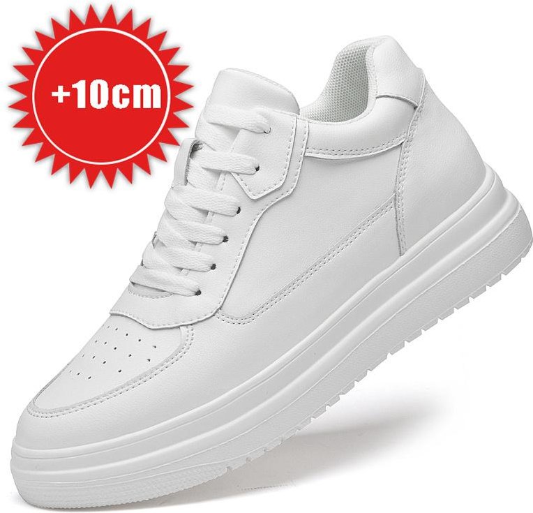 Nya Höjdökande Skor för Män 6 8 10cm Osynliga Hiss Sneakers Vit Läder Sport Zapatillas De Hombre Stor Storlek 46 42 white