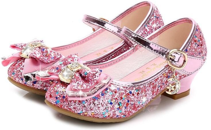 Barn Princess Skor för flickor Sandaler Högklackat Glitter Shiny Rhinestone Enfants Fille Kvinnliga Festklänning Skor 30 white