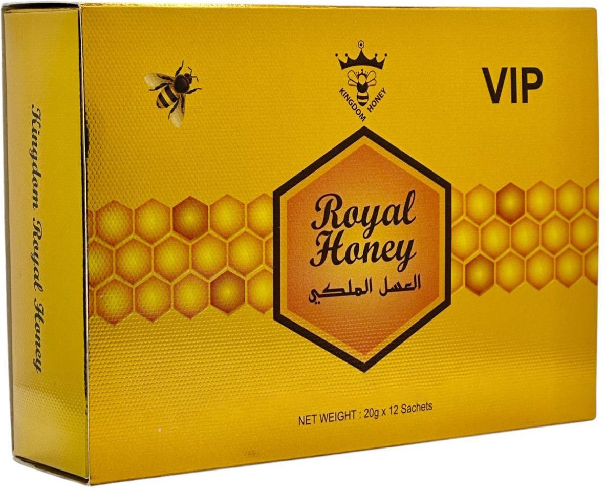Royal Honey Hon Örtig Honung Portioner 12x20g – Naturlig Honungsblandning med Botaniska Extrakt 1 pcs gyllene