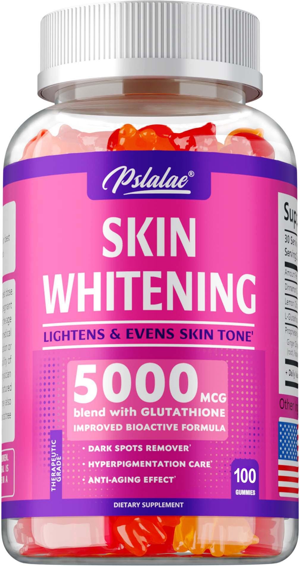 Pslalae - Glutathione Blekande Gummybjörnar - 5000 mcg Blandning - Hudhälsa 100*1