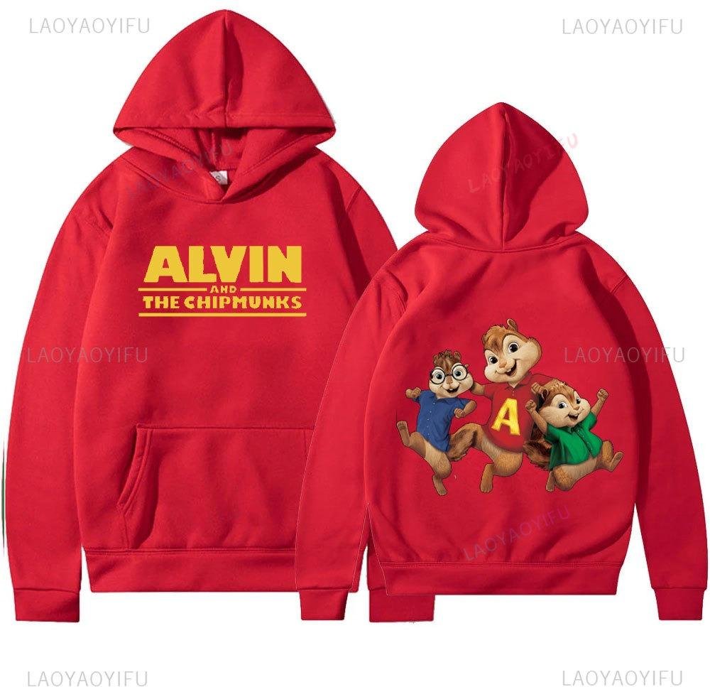 Alvin och gänget Mode Unisex Casual Sportkläder Herrhuvtröja Alvin Chipmunk Halloweenkostym Damtröja Toppar S
